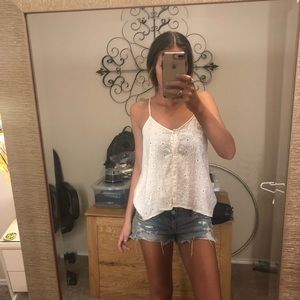 white crochet tank top